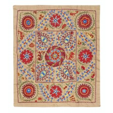 Silk Hand Embroidery Wall Hanging. New Bed Cover. Decorative Tablecloth. New Throw