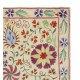 Silk Embroidery Wall Hanging. Modern Bed Cover. Handmade Suzani Tablecloth