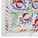 Modern Embroidered Wall Hanging, Floral Design Silk and Cotton Bed Cover