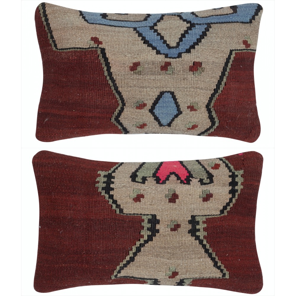 SET OF 2 - Handmade Wool Kilim Cushion Covers. Vintage Throw Pillows. A pair of Lumbar Pillows SET OF 2 - Handmade Wool Kilim Cushion Covers. Vintage Throw Pillows. A pair of Lumbar Pillows