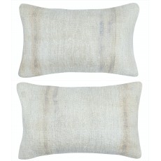 SET OF 2 - Handwoven Hemp Cushion Covers. Vintage Kilim Throw Pillows. A pair of Lumbar Pillows
