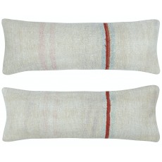 SET OF 2 - Handwoven Cushion Covers. Vintage Kilim Lumbar Pillow Covers. Hemp Turkish Accent Pillows