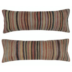 SET OF 2 - Handwoven Lumbar Pillow Covers. Kilim Accent Pillows. Turkish Throw Pillows. Wool Cushion Covers