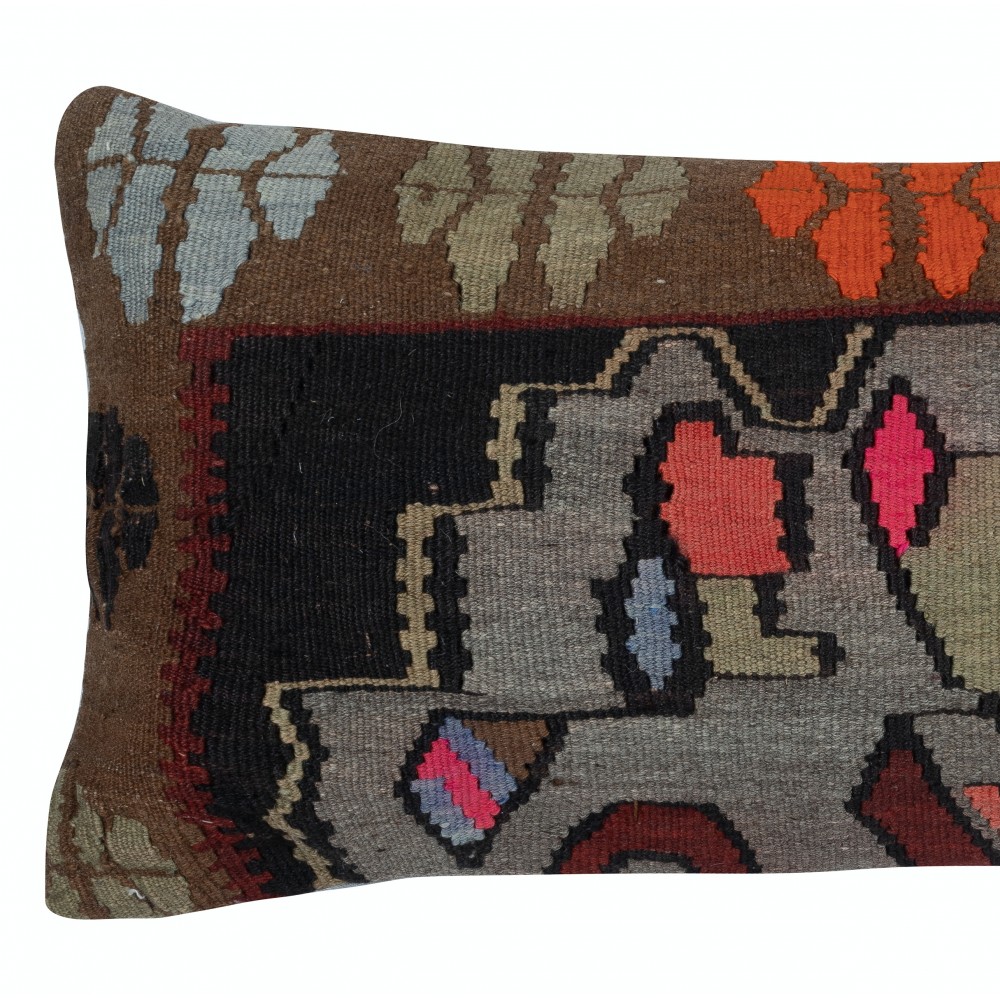 Traditional Kilim Lumbar Pillow Cover. Handwoven Turkish Accent Pillow. Wool Cushion Cover Traditional Kilim Lumbar Pillow Cover. Handwoven Turkish Accent Pillow. Wool Cushion Cover