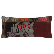 Traditional Kilim Lumbar Pillow Cover. Handwoven Turkish Accent Pillow. Wool Cushion Cover