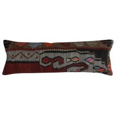 Kilim Lumbar Cushion Cover. Handwoven Turkish Accent Pillow. Wool Throw Pillow