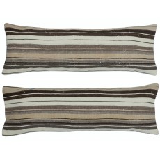 SET OF 2 - Handmade Turkish Lumbar Pillow Covers. A pair of Kilim Accent Pillows. Turkish Cushion Covers
