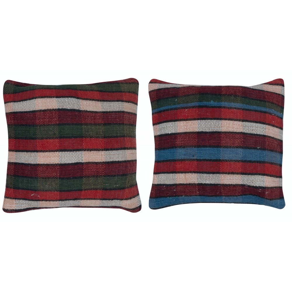 SET OF 2 - Handwoven Cushion Covers. A pair of Kilim Accent Pillows. Vintage Throw Pillows