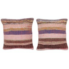 SET OF 2 - Hand-Woven Turkish Kilim Cushion Covers. Vintage Cotton Throw Pillows. A pair of Accent Pillows