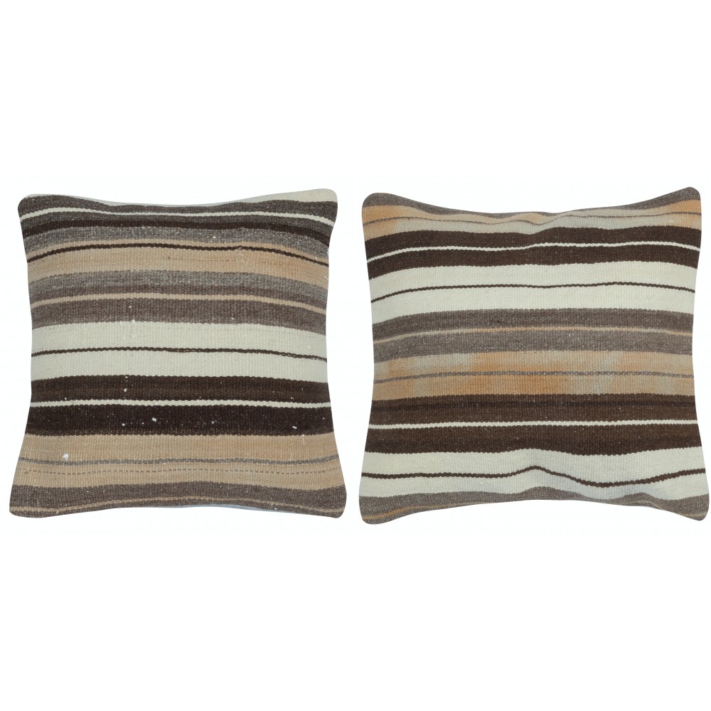 SET OF 2 - Vintage Cushion Covers. Flatweave Kilim Accent Pillows. Striped Wool Throw Pillows SET OF 2 - Vintage Cushion Covers. Flatweave Kilim Accent Pillows. Striped Wool Throw Pillows
