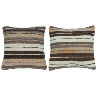 SET OF 2 - Vintage Cushion Covers. Flatweave Kilim Accent Pillows. Striped Wool Throw Pillows