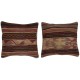 SET OF 2 - Turkish Cushion Covers. Flatweave Kilim Accent Pillows. Striped Wool Throw Pillows SET OF 2 - Turkish Cushion Covers. Flatweave Kilim Accent Pillows. Striped Wool Throw Pillows