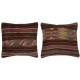 SET OF 2 - Multicolor Cushion Covers. Wool Turkish Accent Pillows. Flat-Weave Striped Throw Pillows SET OF 2 - Multicolor Cushion Covers. Wool Turkish Accent Pillows. Flat-Weave Striped Throw Pillows