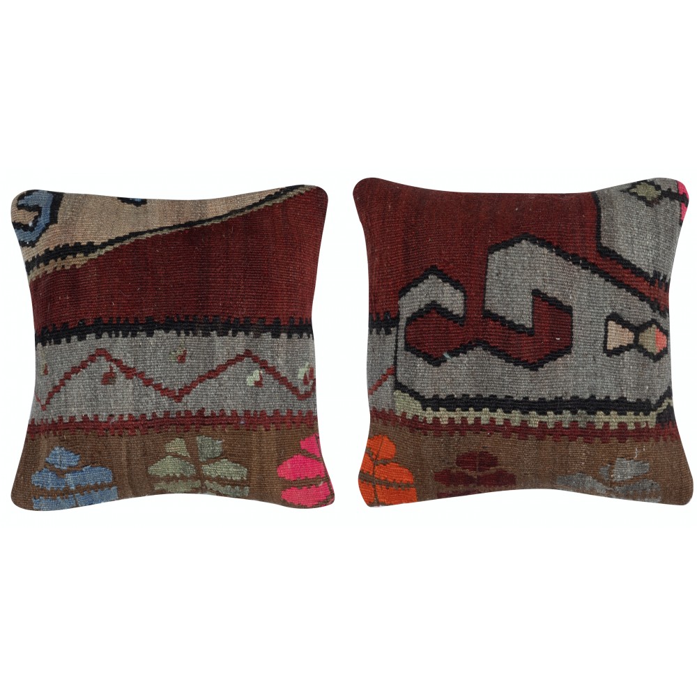 SET OF 2 - Handmade Cushion Covers. Wool Turkish Accent Pillows. Flat-Weave Throw Pillows. Pillowcases SET OF 2 - Handmade Cushion Covers. Wool Turkish Accent Pillows. Flat-Weave Throw Pillows. Pillowcases