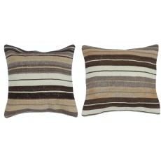 SET OF 2 - Handwoven Cushion Covers. Turkish Accent Pillows. Striped Throw Pillows. Wool Toss Pillows