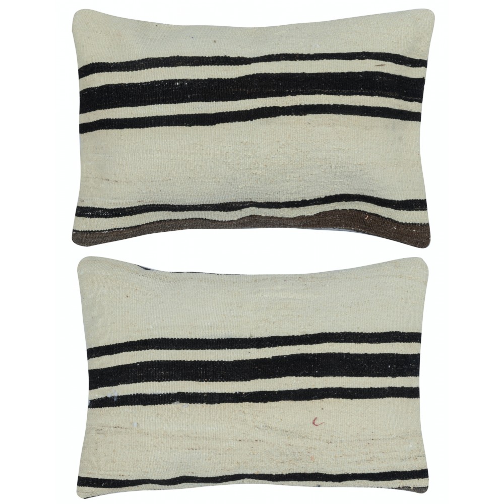 SET OF 2 - Turkish Cushion Covers. Flatweave Kilim Accent Pillows. Striped Throw Pillows SET OF 2 - Turkish Cushion Covers. Flatweave Kilim Accent Pillows. Striped Throw Pillows