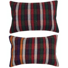 SET OF 2 - Handmade Lumbar Pillow Covers. Kilim Accent Pillows. Vintage Throw Pillows. Rustic Cushion Covers
