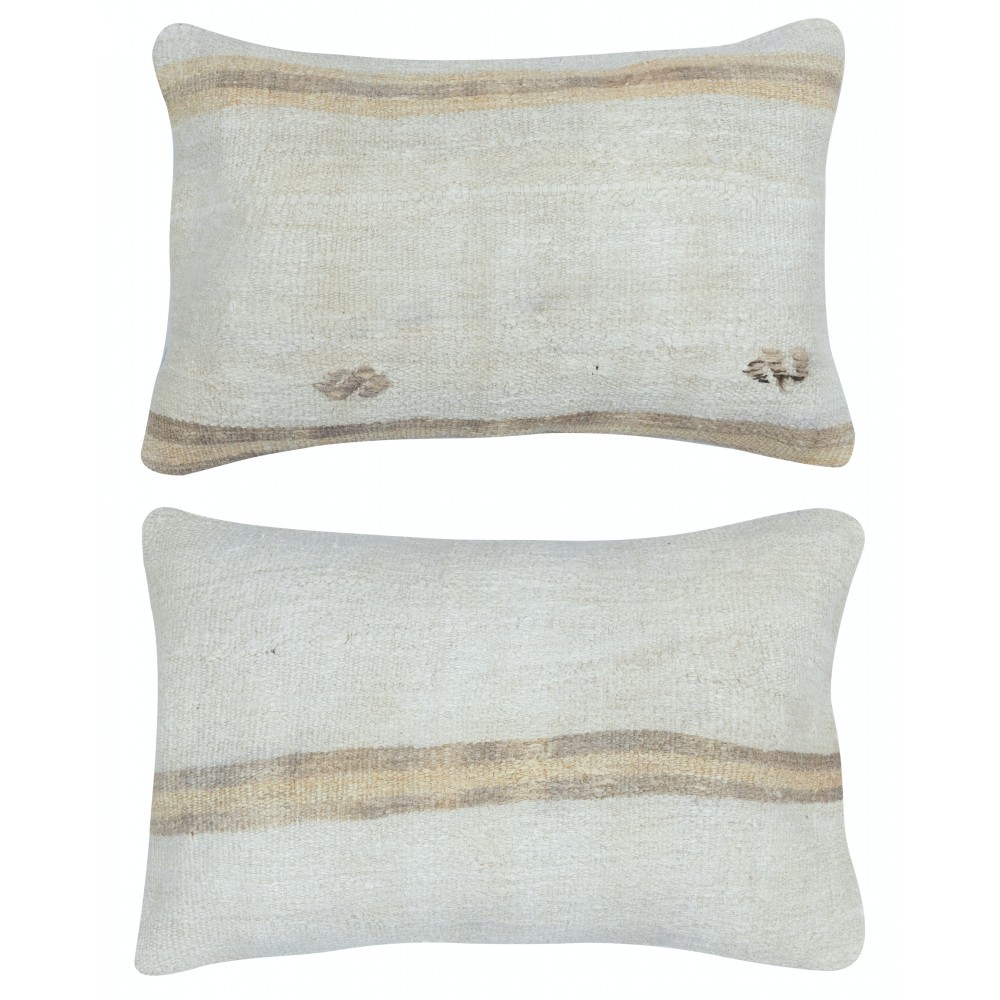 SET OF 2 - Handwoven Cushion Covers. Vintage Kilim Throw Pillows. Turkish Accent Pillows