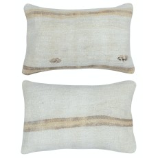 SET OF 2 - Handwoven Cushion Covers. Vintage Kilim Throw Pillows. Turkish Accent Pillows