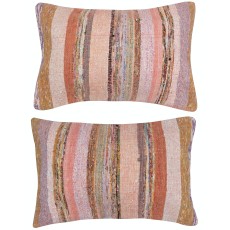 SET OF 2 - Handwoven Kilim Cushion Covers. Vintage Cotton Throw Pillows. Turkish Lumbar Pillow Covers. A pair of Accent Pillows