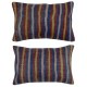 SET OF 2 - Vintage Wool Cushion Covers. Flatweave Kilim Accent Pillows. Colorful Striped Throw Pillows SET OF 2 - Vintage Wool Cushion Covers. Flatweave Kilim Accent Pillows. Colorful Striped Throw Pillows
