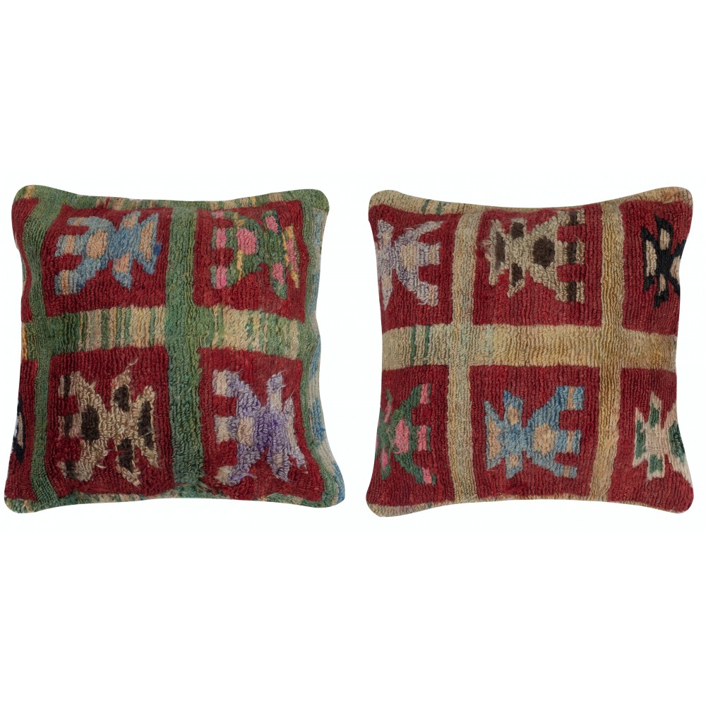 SET OF 2 - Handknotted Turkish Wool Rug Cushion Covers. Rustic Throw Pillows. Home Gift. Accent Pillows SET OF 2 - Handknotted Turkish Wool Rug Cushion Covers. Rustic Throw Pillows. Home Gift. Accent Pillows