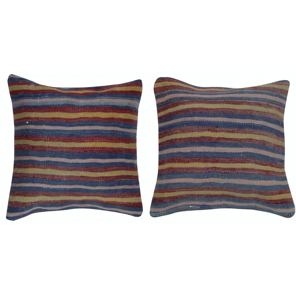 SET OF 2 - Handwoven Striped Kilim Cushion Covers. Vintage Throw Pillows. A pair of Accent Pillows SET OF 2 - Handwoven Striped Kilim Cushion Covers. Vintage Throw Pillows. A pair of Accent Pillows