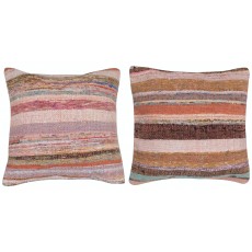 SET OF 2 - Handwoven Kilim Cushion Covers. Vintage Cotton Throw Pillows. Turkish Pillowcases. A pair of Accent Pillow Covers
