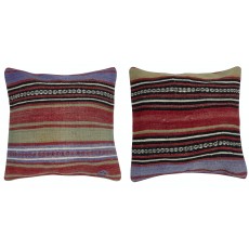 SET OF 2 - Handmade Wool Kilim Cushion Covers. Vintage Throw Pillows. A pair of Accent Pillows