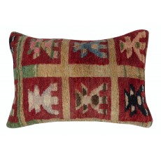 Hand-knotted Turkish Wool Rug Cushion Cover. Rustic Throw Pillow. Home Gift. Accent Pillow