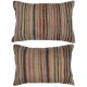 SET OF 2 - Handwoven Striped Kilim Cushion Covers. Vintage Throw Pillows. A pair of Accent Pillows