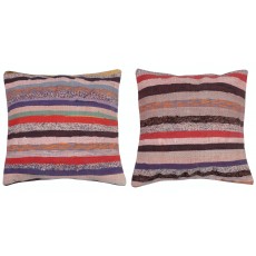 SET OF 2 - Handwoven Turkish Kilim Cushion Covers. Vintage Cotton Throw Pillows. A pair of Accent Pillows