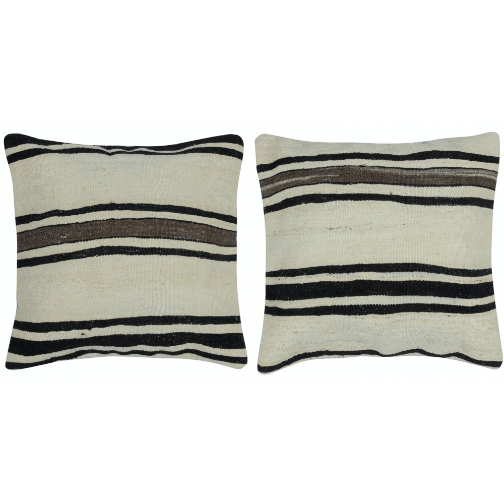 SET OF 2 - Vintage Cushion Covers. Flatweave Kilim Accent Pillows. Wool Striped Throw Pillows SET OF 2 - Vintage Cushion Covers. Flatweave Kilim Accent Pillows. Wool Striped Throw Pillows