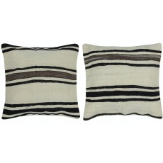 SET OF 2 - Vintage Cushion Covers. Flatweave Kilim Accent Pillows. Wool Striped Throw Pillows