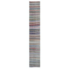 Vintage Turkish Runner Rug, Handwoven Hallway Kilim Rag Rug, Multicolor Striped Long Hallway Rug