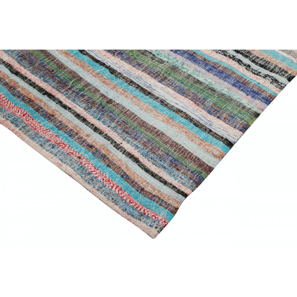 Vintage Turkish Runner Rug, Handwoven Hallway Kilim Rag Rug, Multicolor Striped Long Hallway Rug Vintage Turkish Runner Rug, Handwoven Hallway Kilim Rag Rug, Multicolor Striped Long Hallway Rug