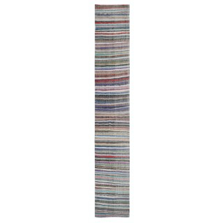 Vintage Turkish Runner Rug, Handwoven Hallway Kilim Rag Rug, Multicolor Striped Long Hallway Rug
