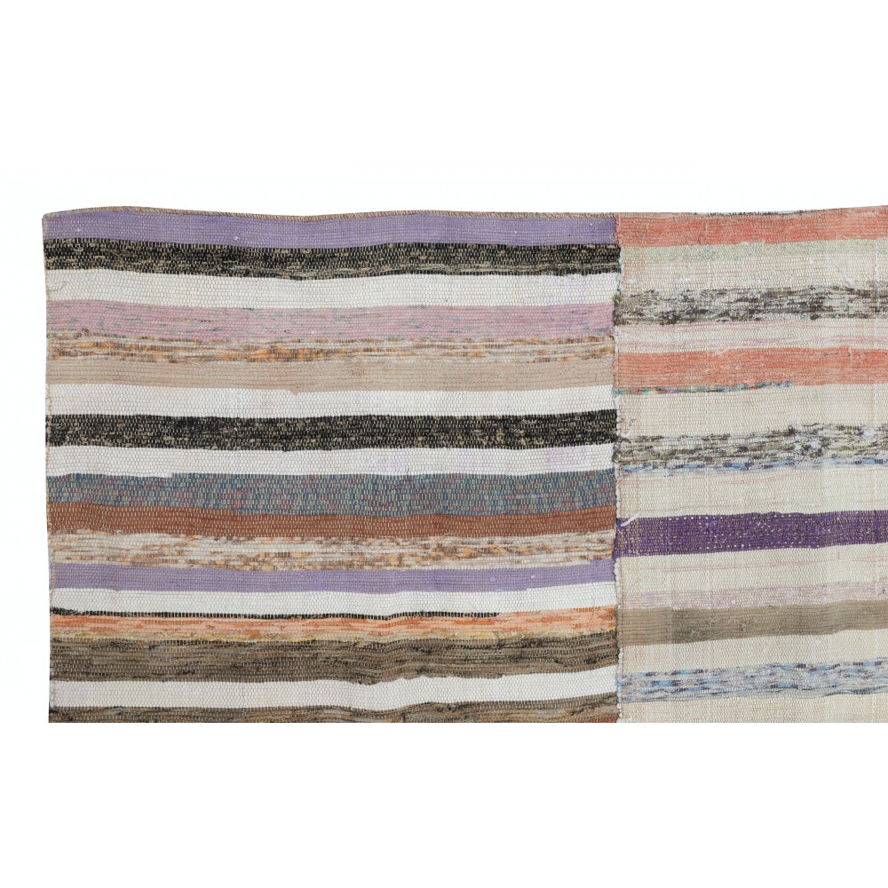 Multicolored Striped Kilim. Handwoven Cotton Turkish Rag Rug. Vintage Carpet. Adjustable Size Multicolored Striped Kilim. Handwoven Cotton Turkish Rag Rug. Vintage Carpet. Adjustable Size
