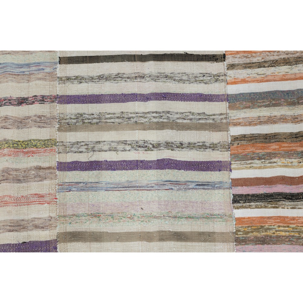 Multicolored Striped Kilim. Handwoven Cotton Turkish Rag Rug. Vintage Carpet. Adjustable Size Multicolored Striped Kilim. Handwoven Cotton Turkish Rag Rug. Vintage Carpet. Adjustable Size