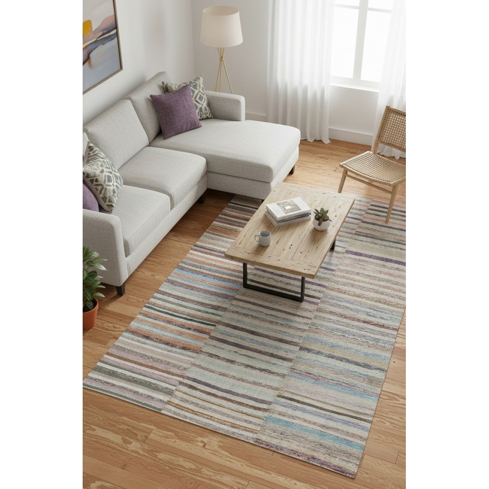 Multicolored Striped Kilim. Handwoven Cotton Turkish Rag Rug. Vintage Carpet. Adjustable Size Multicolored Striped Kilim. Handwoven Cotton Turkish Rag Rug. Vintage Carpet. Adjustable Size