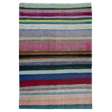 Multicolored Striped Kilim. Vintage Turkish Handwoven Cotton Rag Rug. Adjustable Size