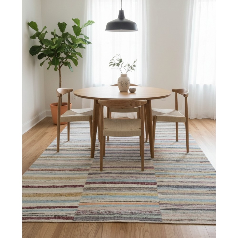 Handmade Turkish Kilim. Vintage Cotton Rag Rug. Multicolored Stripe Pattern Carpet Handmade Turkish Kilim. Vintage Cotton Rag Rug. Multicolored Stripe Pattern Carpet