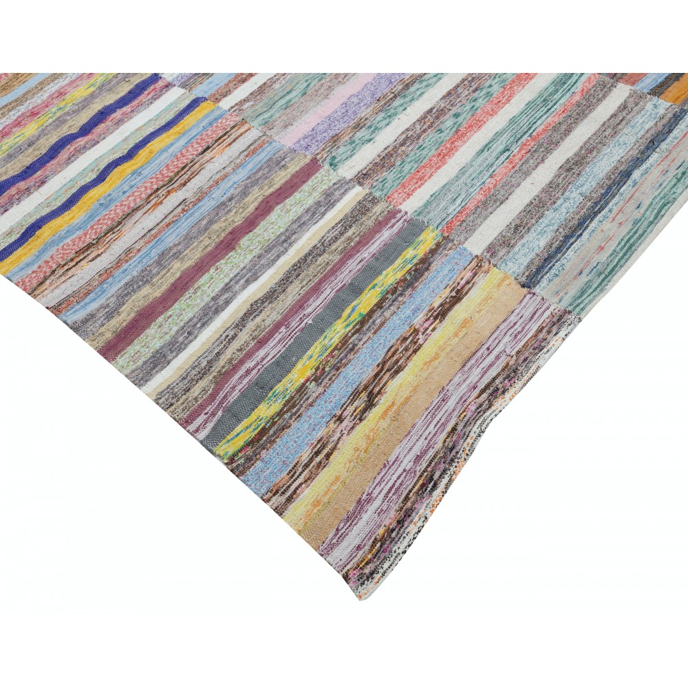 Vintage Turkish Kilim. Adjustable Handwoven Cotton Carpet. Colorful Striped Rag Rug. Bohemian Home Decor Vintage Turkish Kilim. Adjustable Handwoven Cotton Carpet. Colorful Striped Rag Rug. Bohemian Home Decor