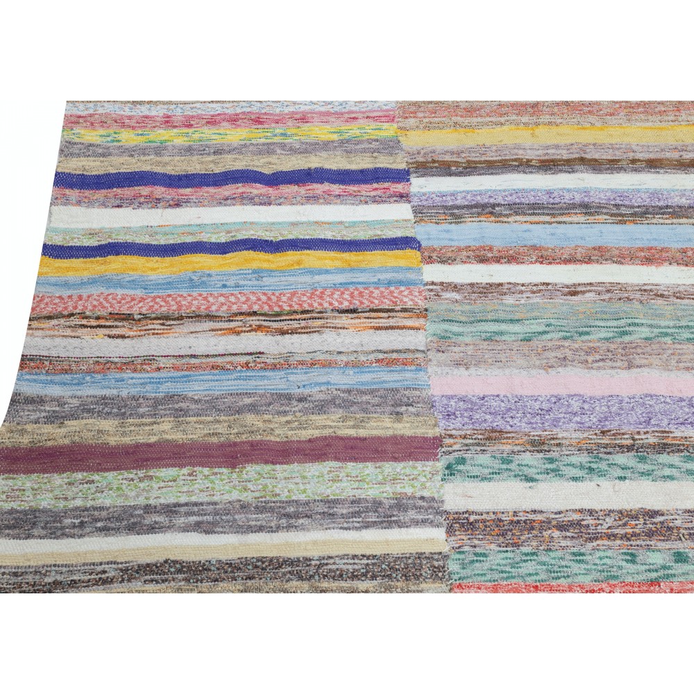 Vintage Turkish Kilim. Adjustable Handwoven Cotton Carpet. Colorful Striped Rag Rug. Bohemian Home Decor Vintage Turkish Kilim. Adjustable Handwoven Cotton Carpet. Colorful Striped Rag Rug. Bohemian Home Decor