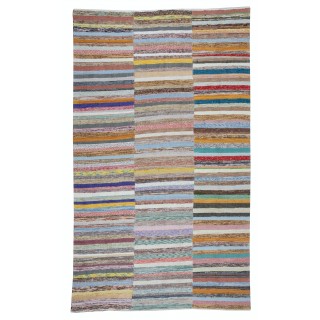 Vintage Turkish Kilim. Adjustable Handwoven Cotton Carpet. Colorful Striped Rag Rug. Bohemian Home Decor