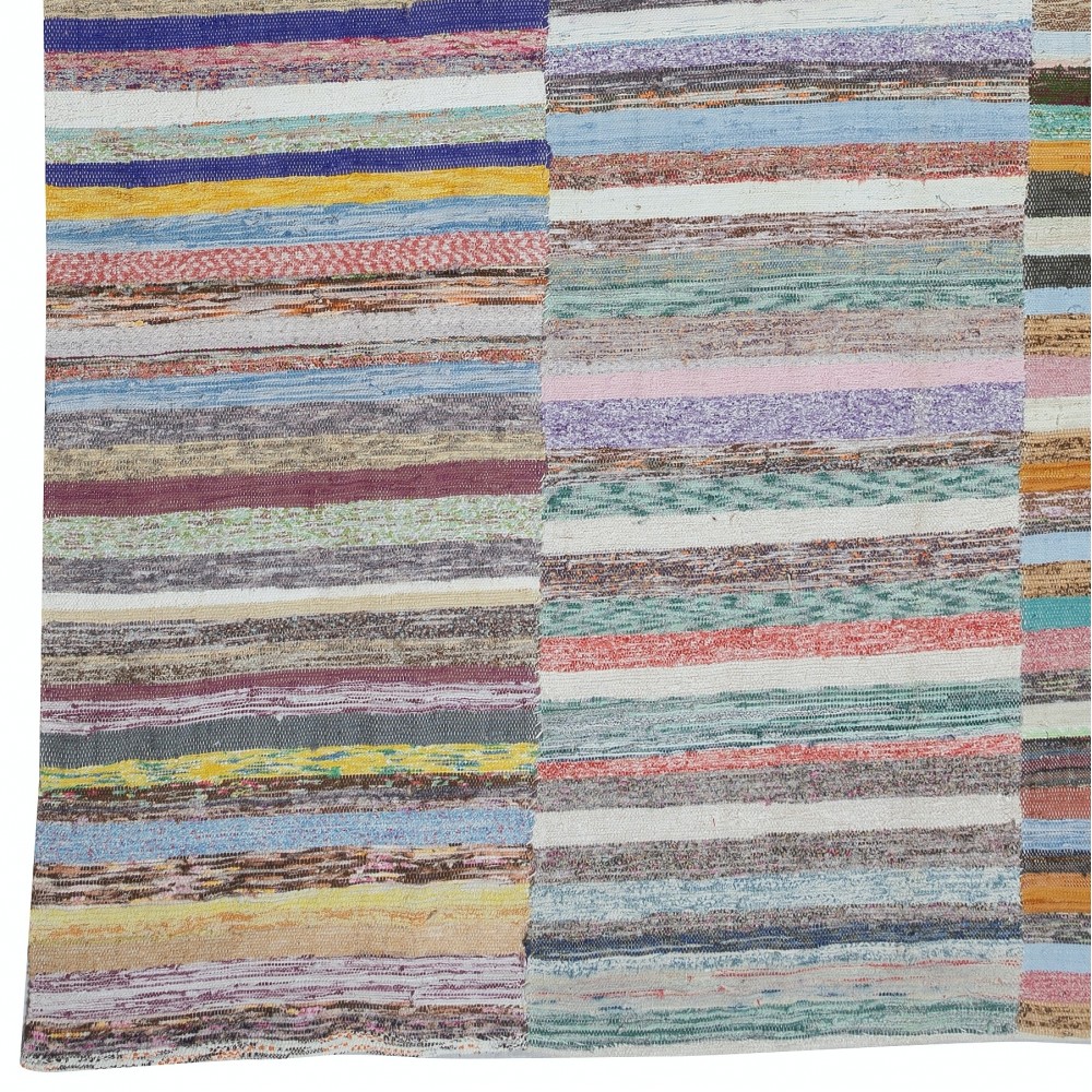 Vintage Turkish Kilim. Adjustable Handwoven Cotton Carpet. Colorful Striped Rag Rug. Bohemian Home Decor Vintage Turkish Kilim. Adjustable Handwoven Cotton Carpet. Colorful Striped Rag Rug. Bohemian Home Decor