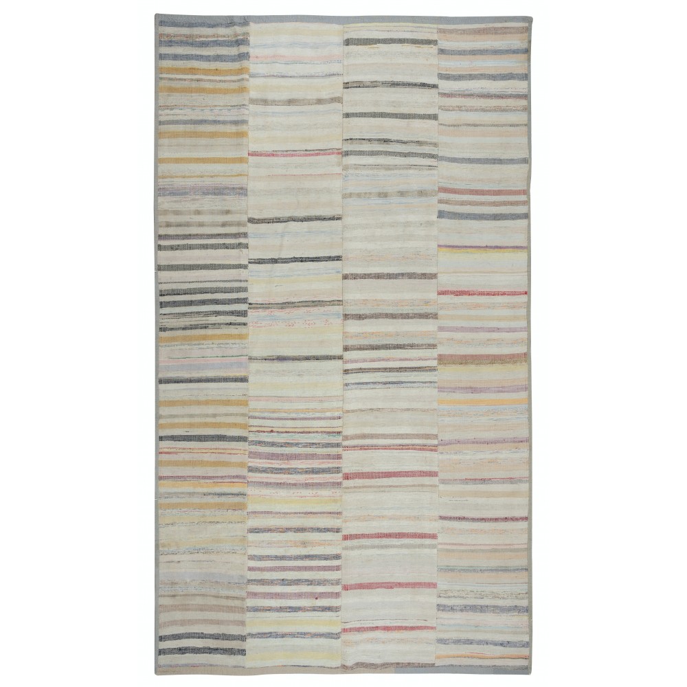 Adjustable Handwoven Turkish Rag Rug. Vintage Cotton Kilim. Multicolor Striped Boho Carpet Adjustable Handwoven Turkish Rag Rug. Vintage Cotton Kilim. Multicolor Striped Boho Carpet