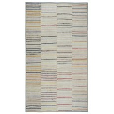 Adjustable Handwoven Turkish Rag Rug. Vintage Cotton Kilim. Multicolor Striped Boho Carpet