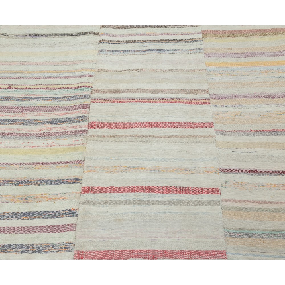 Adjustable Handwoven Turkish Rag Rug. Vintage Cotton Kilim. Multicolor Striped Boho Carpet Adjustable Handwoven Turkish Rag Rug. Vintage Cotton Kilim. Multicolor Striped Boho Carpet