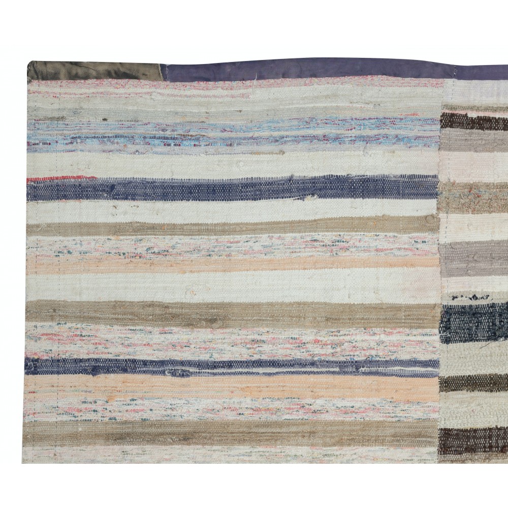 Vintage Banded Cotton Kilim. Adjustable Flat-Weave Rag Rug. Colorful Carpet Vintage Banded Cotton Kilim. Adjustable Flat-Weave Rag Rug. Colorful Carpet
